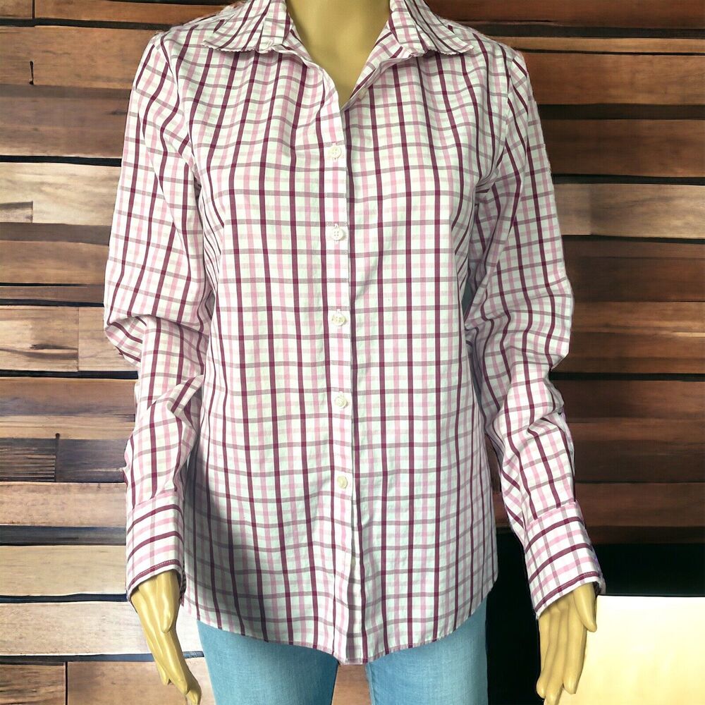 Lands’ End Women Shirt Plaid Button Down Long Sleeve SZ/ 10
